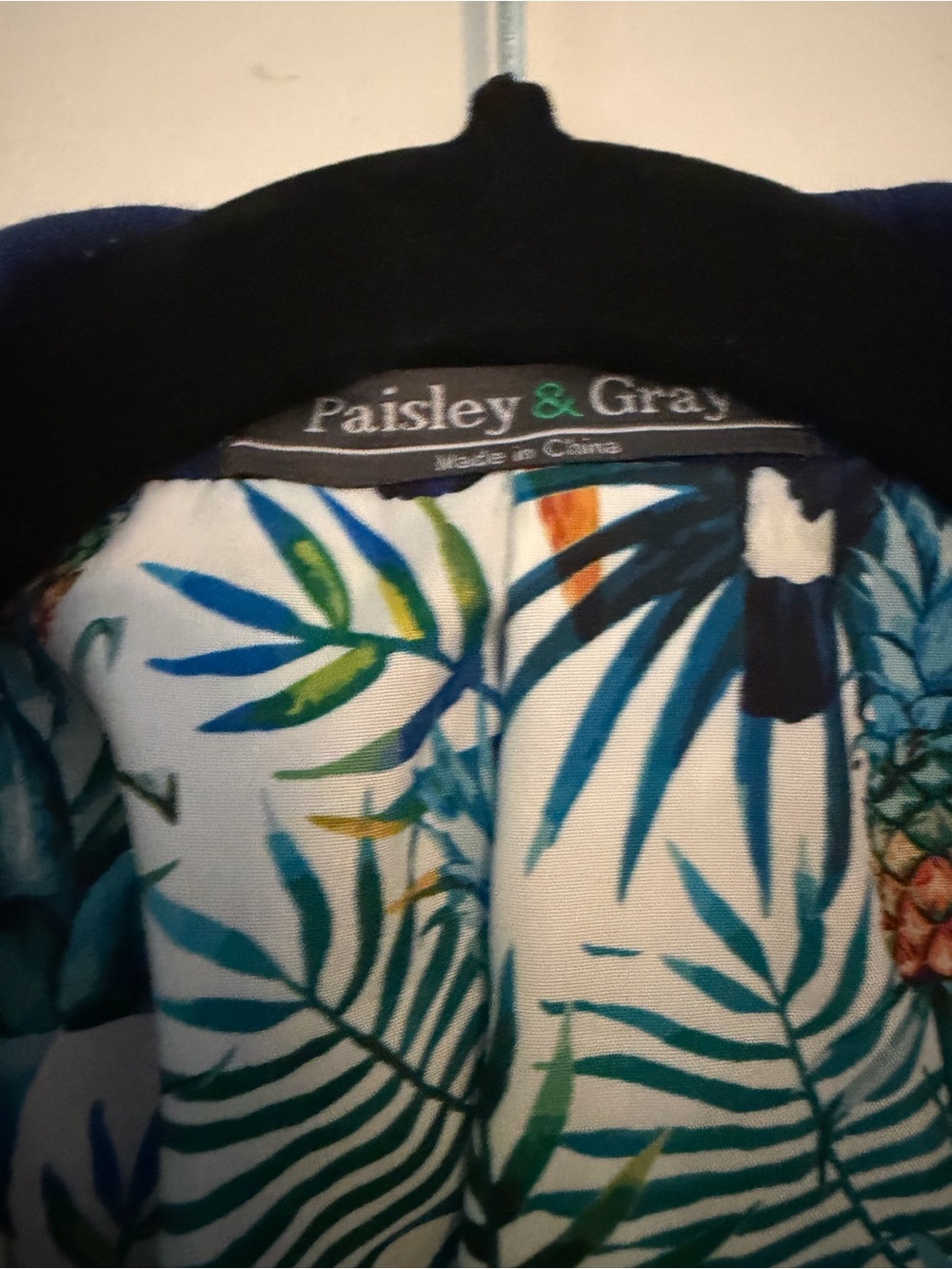Paisley & Gray Blue Sports Coat with Blue and Green Tropical Leaves
